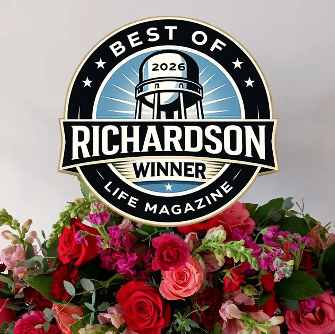 Best of Richardson 2026 winner recognition with fresh floral arrangement from Lizzie Bee’s Flower Shoppe
