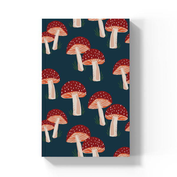 Navy Mushrooms  Soft Touch Classic Layflat Notebook