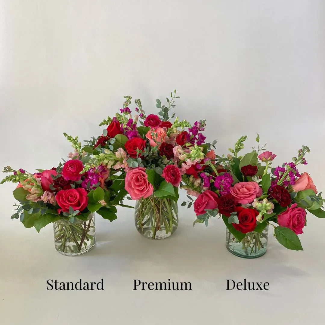 PRE-ORDER Bombshell Valentine’s Floral Arrangement | Hot Pink, Red and Peach Blooms