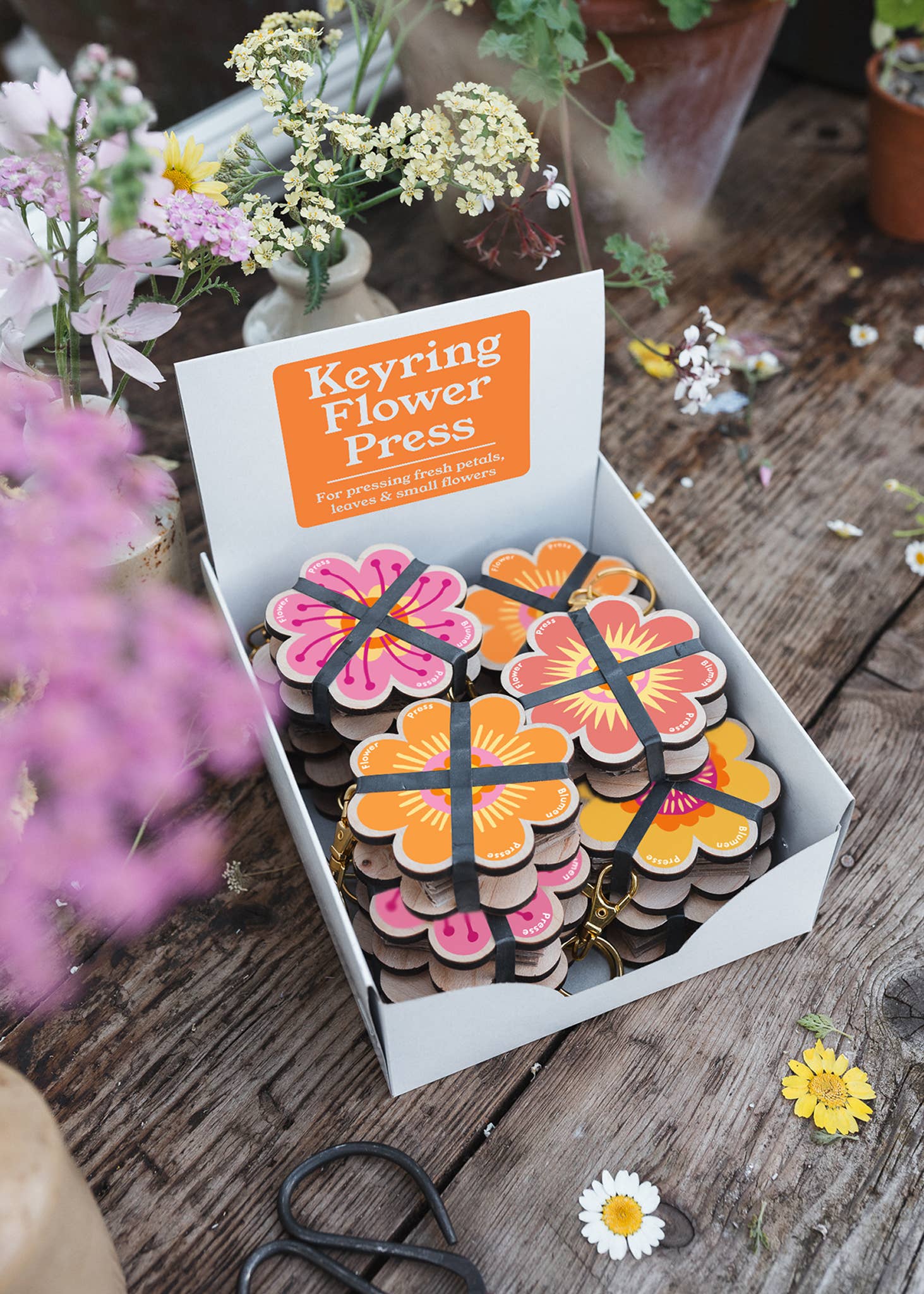 Keyring Flower Press | Orange & Pink Designs