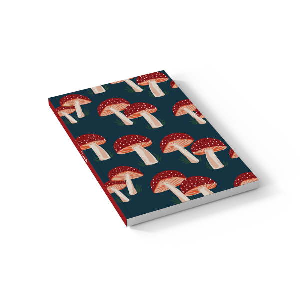Navy Mushrooms  Soft Touch Classic Layflat Notebook