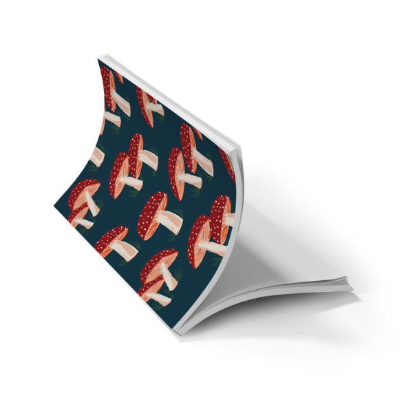 Navy Mushrooms  Soft Touch Classic Layflat Notebook