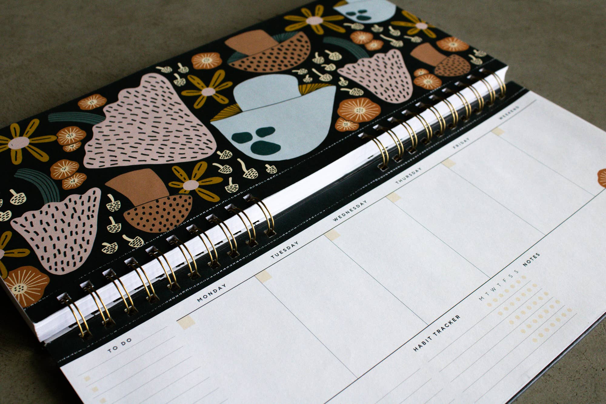 Mushroom Bloom 2-Year Undated Desk Planner