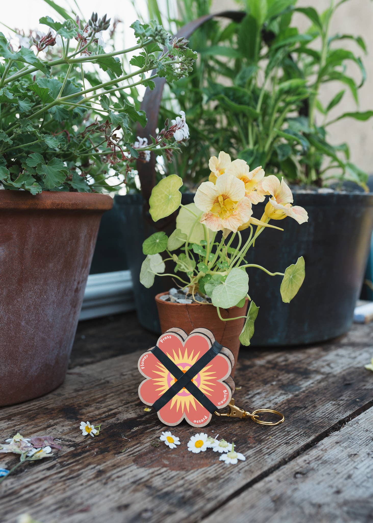 Keyring Flower Press | Orange & Pink Designs