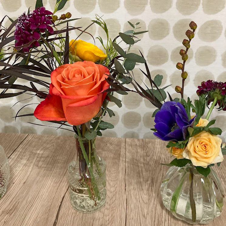 Styled Bud Vases | Florist Design in Fall Colors