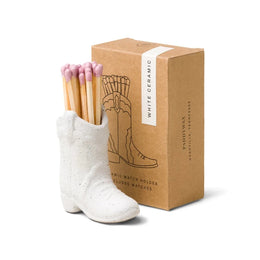 Cowboy Boot Vintage Match Holder | White