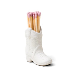 Cowboy Boot Vintage Match Holder | White