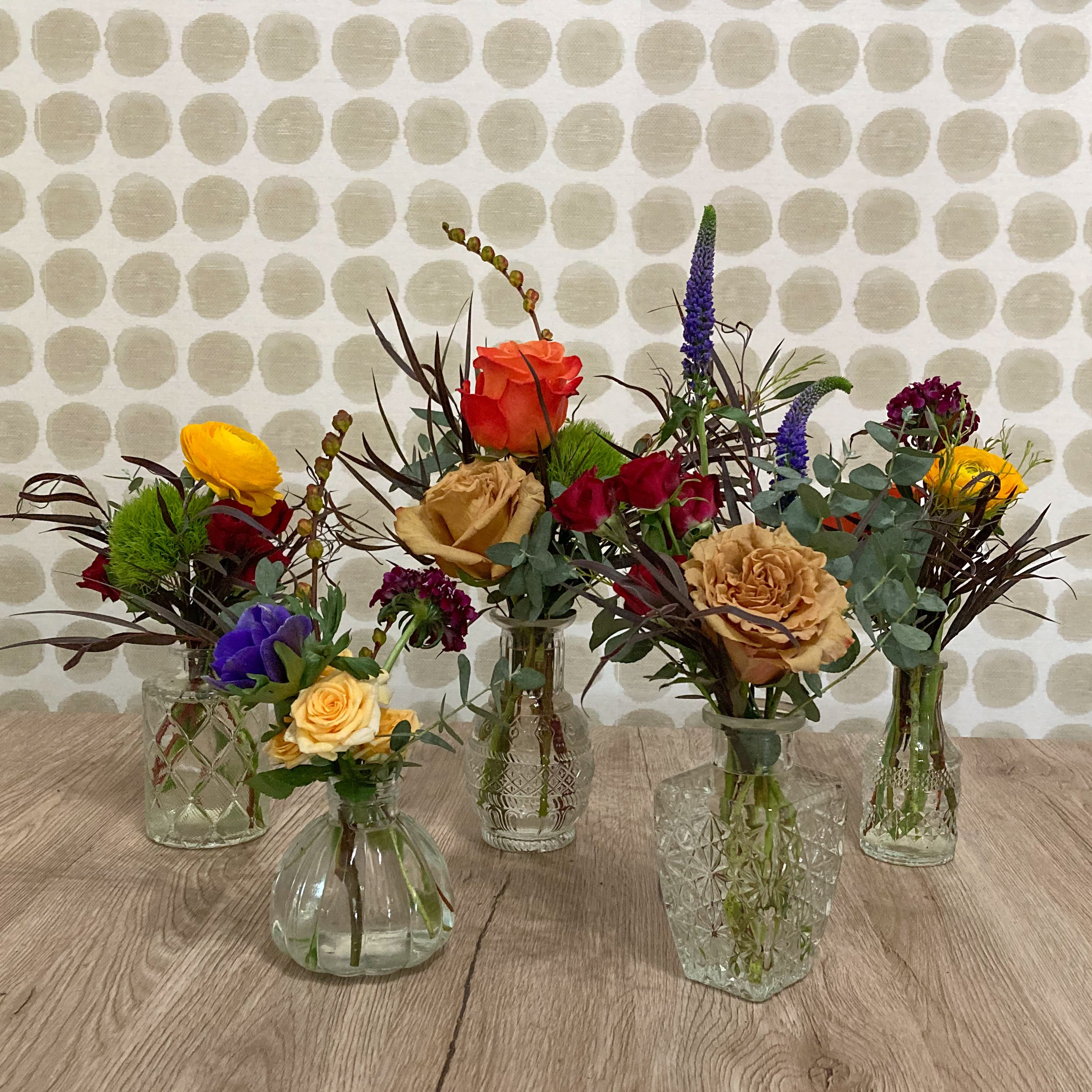 Styled Bud Vases | Florist Design in Fall Colors