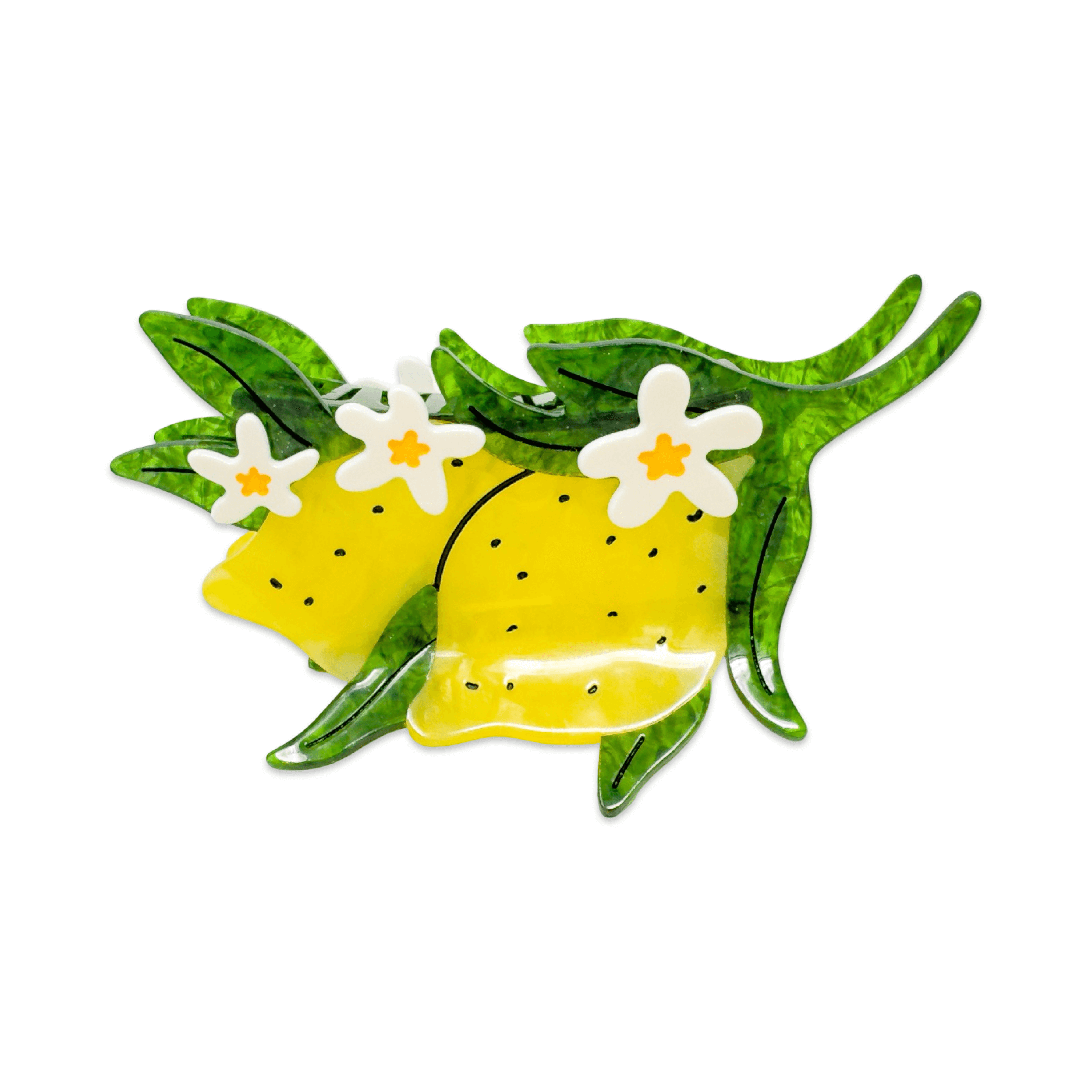 XL Lemon and Flowers Hair Claw Clip | Cute Hair Accessory