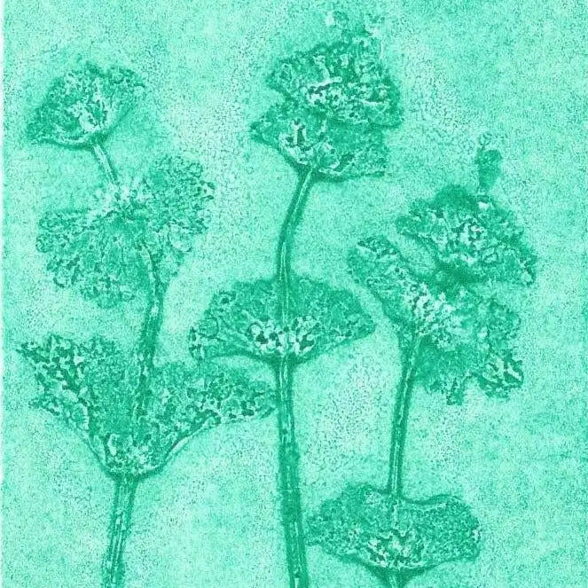 Illustration of plants on a textured green background