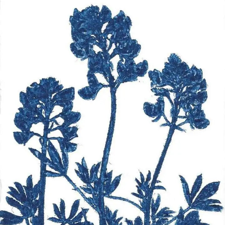 Blue floral pattern on a white background