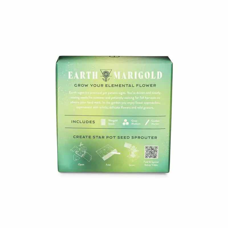 Earth Marigold seed kit packaging on a white background