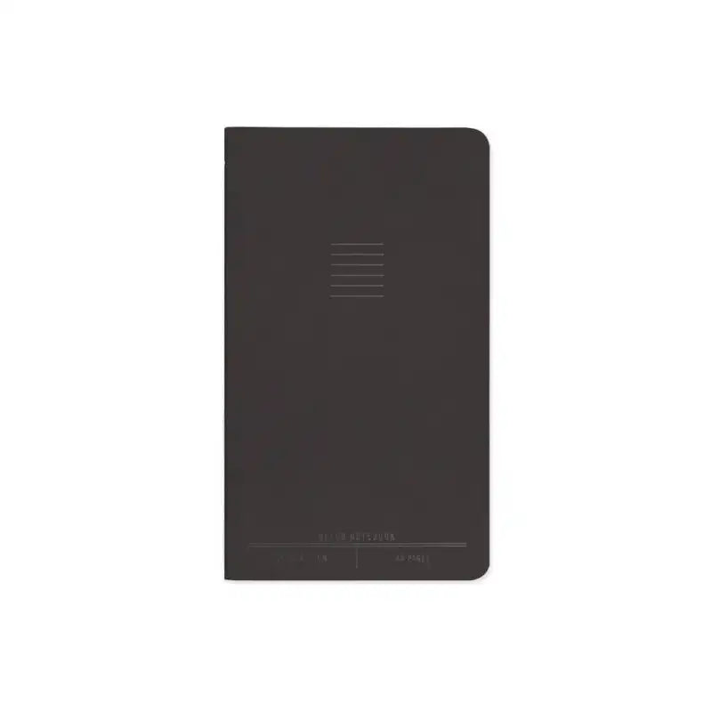 Black notebook with grid pattern on a white background