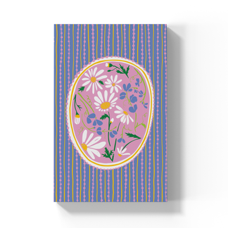 journal cover with daisy cameo and stripes print