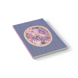 notebook cover with daisies and stripes print