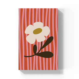 soft touch lined journal with red stripes and white daisy cover