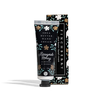 Shea butter hand cream with floral packaging on a white background