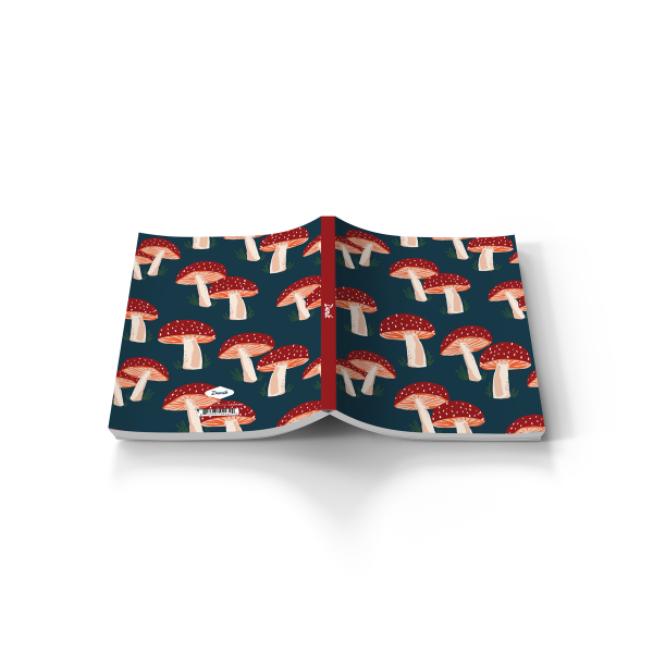 Navy Mushrooms  Soft Touch Classic Layflat Notebook