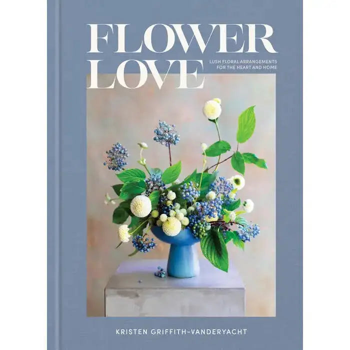 Book cover of 'Flower Love' with floral arrangement and author's name.