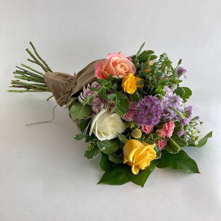 Bouquet of colorful flowers on a white background
