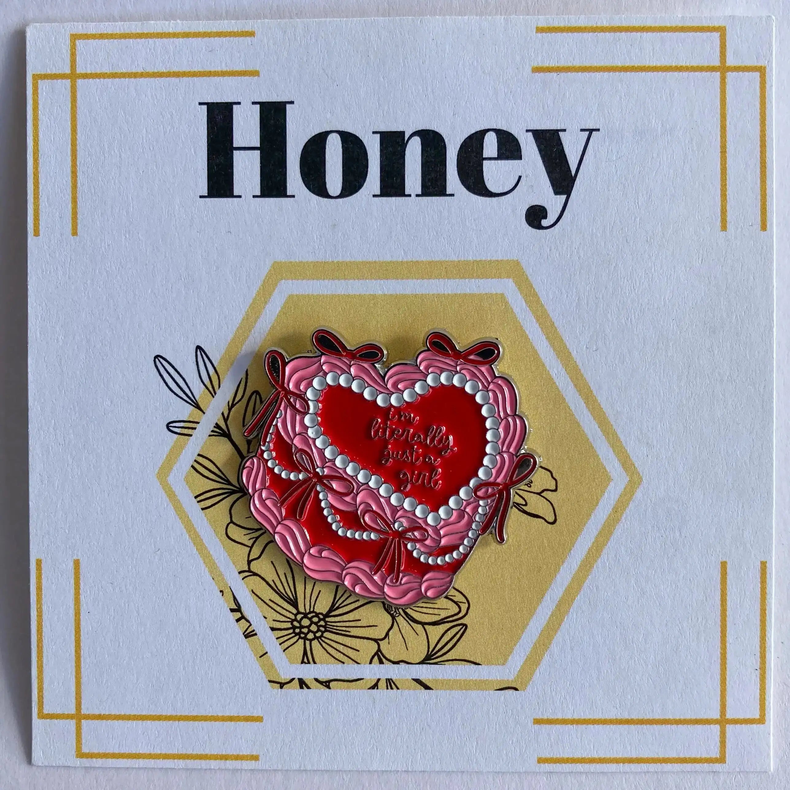 Card with 'Honey' text and decorative heart design on a white background