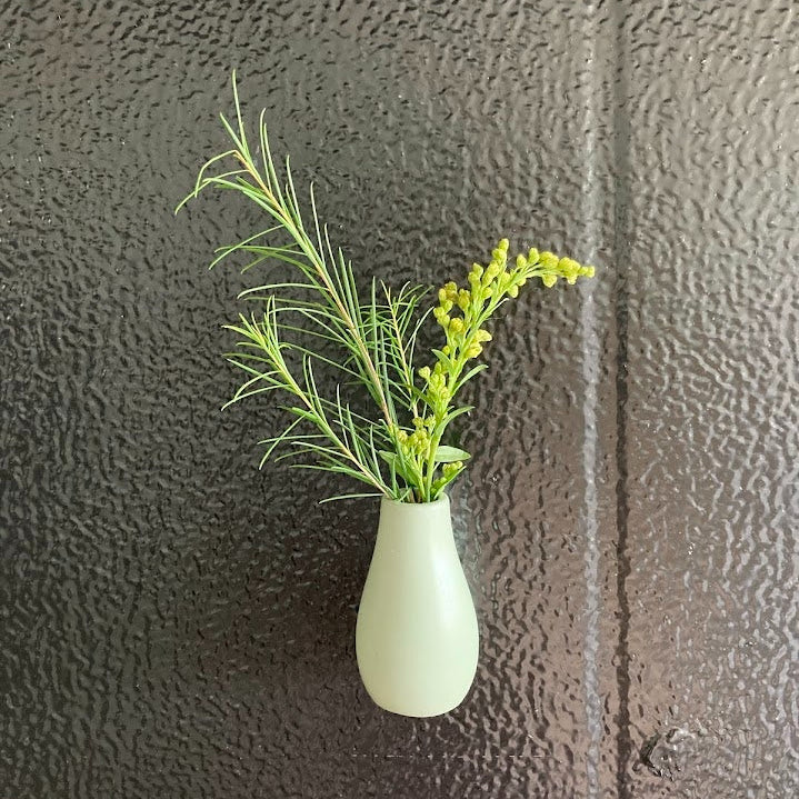 Mini concrete bud vase in sage green with optional magnet attachment