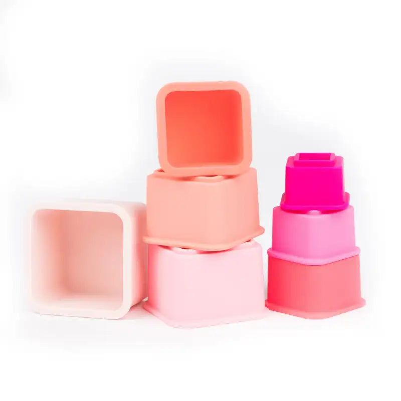 Modern Brights Happy Stacks | Square Silicone Stacking Cups