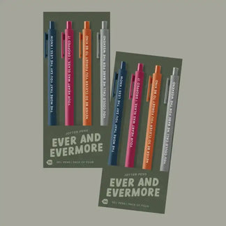 Set of Jotter Pens in various colors with text on a gray background