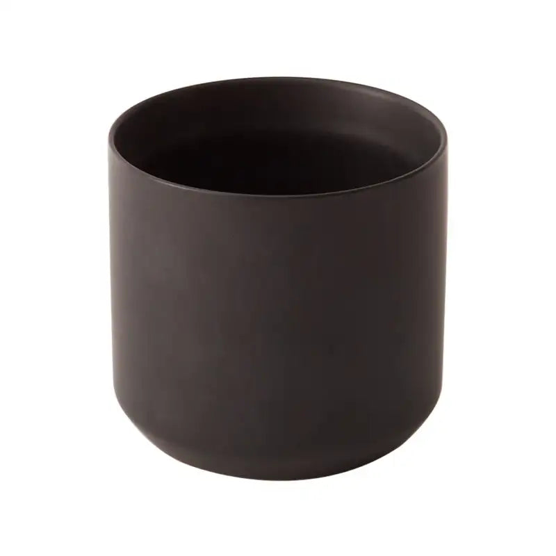 Black cylindrical container on a white background