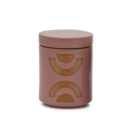 Pink container with geometric design on a white background