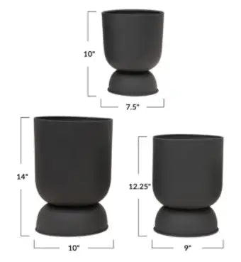 Textured metal footed planter decorative plant pot