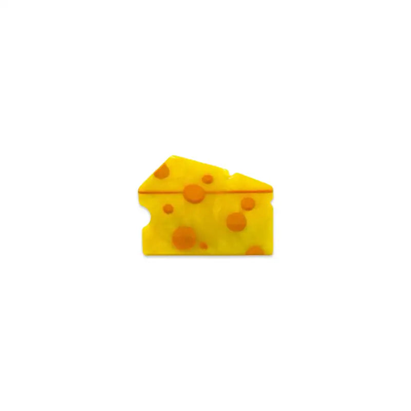 Yellow cheese-shaped object on a white background