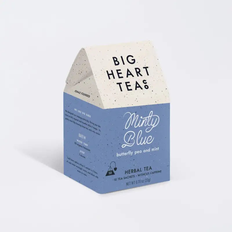 Box of Big Heart Teas Minty Blue herbal tea on a white background