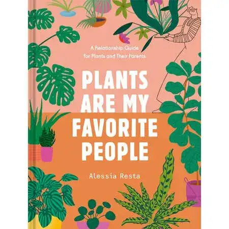 Book cover with plants and text 'Plants are my favorite people' on a colorful background