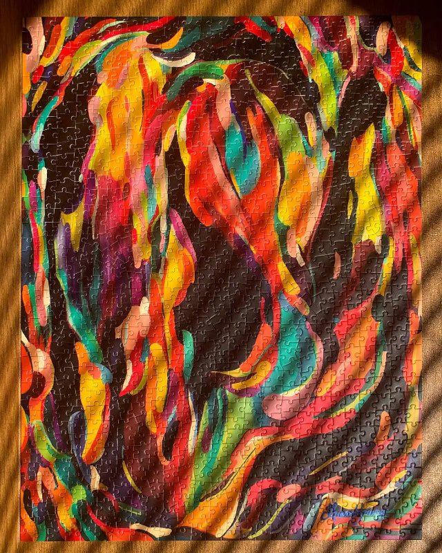 Colorful abstract pattern on a textured surface