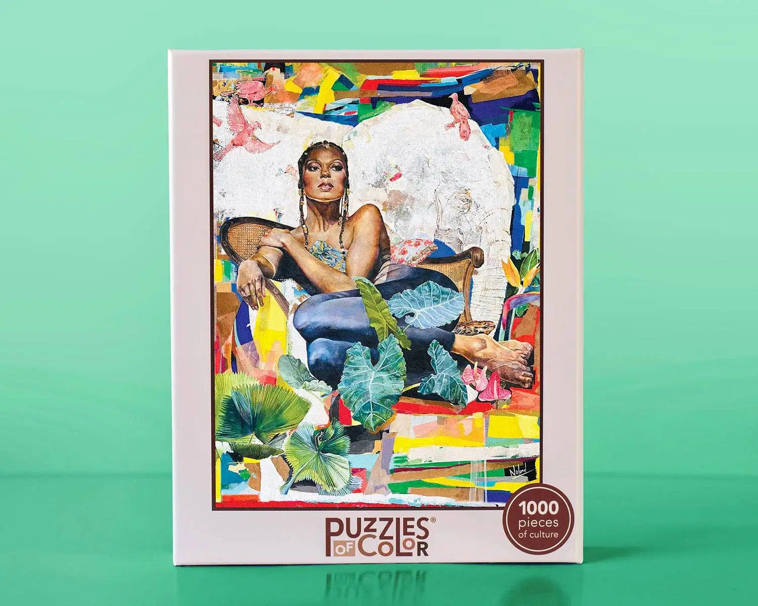 Puzzles of Color packaging with a colorful design on a green background