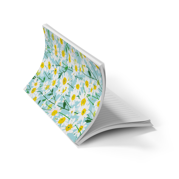 flexible journal cover opened partway with lined pages inside