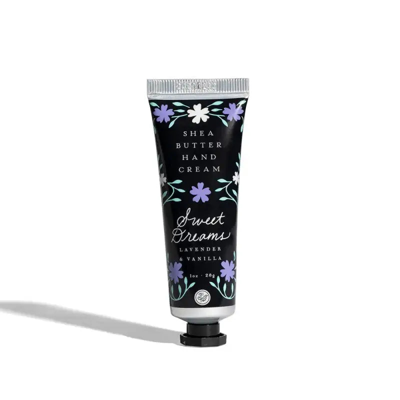 Shea butter hand cream tube labeled 'Sweet Dreams' on a white background