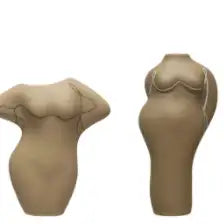 Two beige body vases on a white background