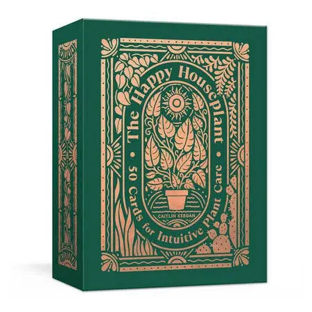 Green card box with decorative design and text on a white background