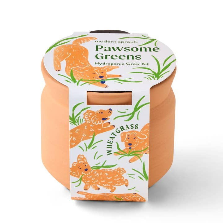 Tiny Terracotta Grow Kit Pawsome Greens | Mini Garden Grow Kit