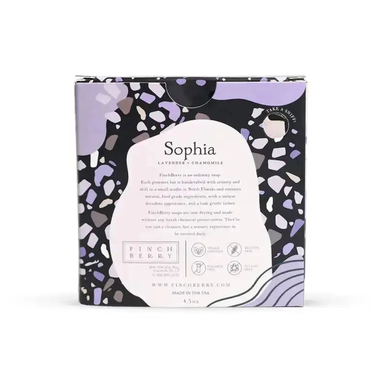 Sophia Soap Vegan-Friendly Gluten-Free Boxed Soap | Natural Lavender + Chamomile Bar