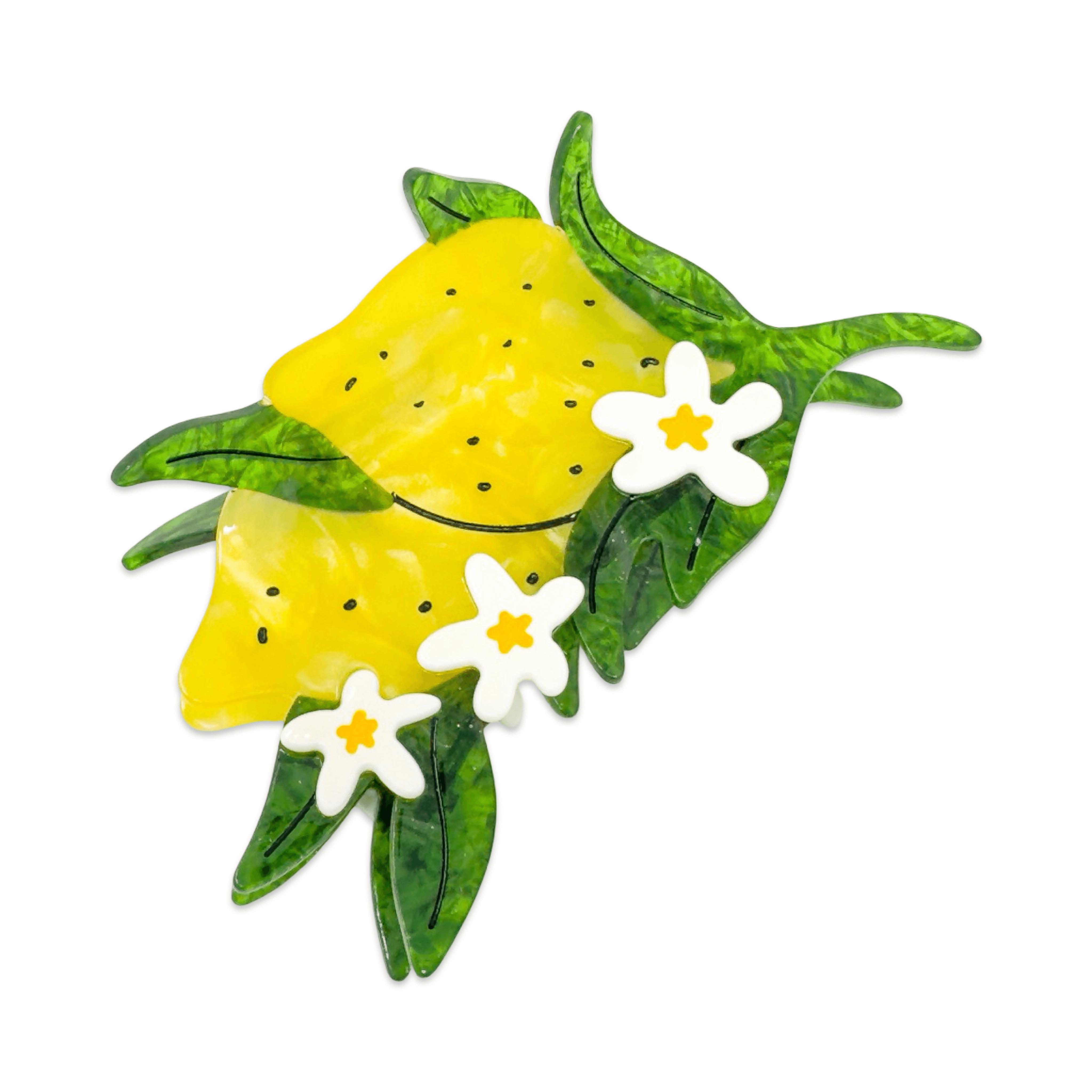 XL Lemon and Flowers Hair Claw Clip | Cute Hair Accessory