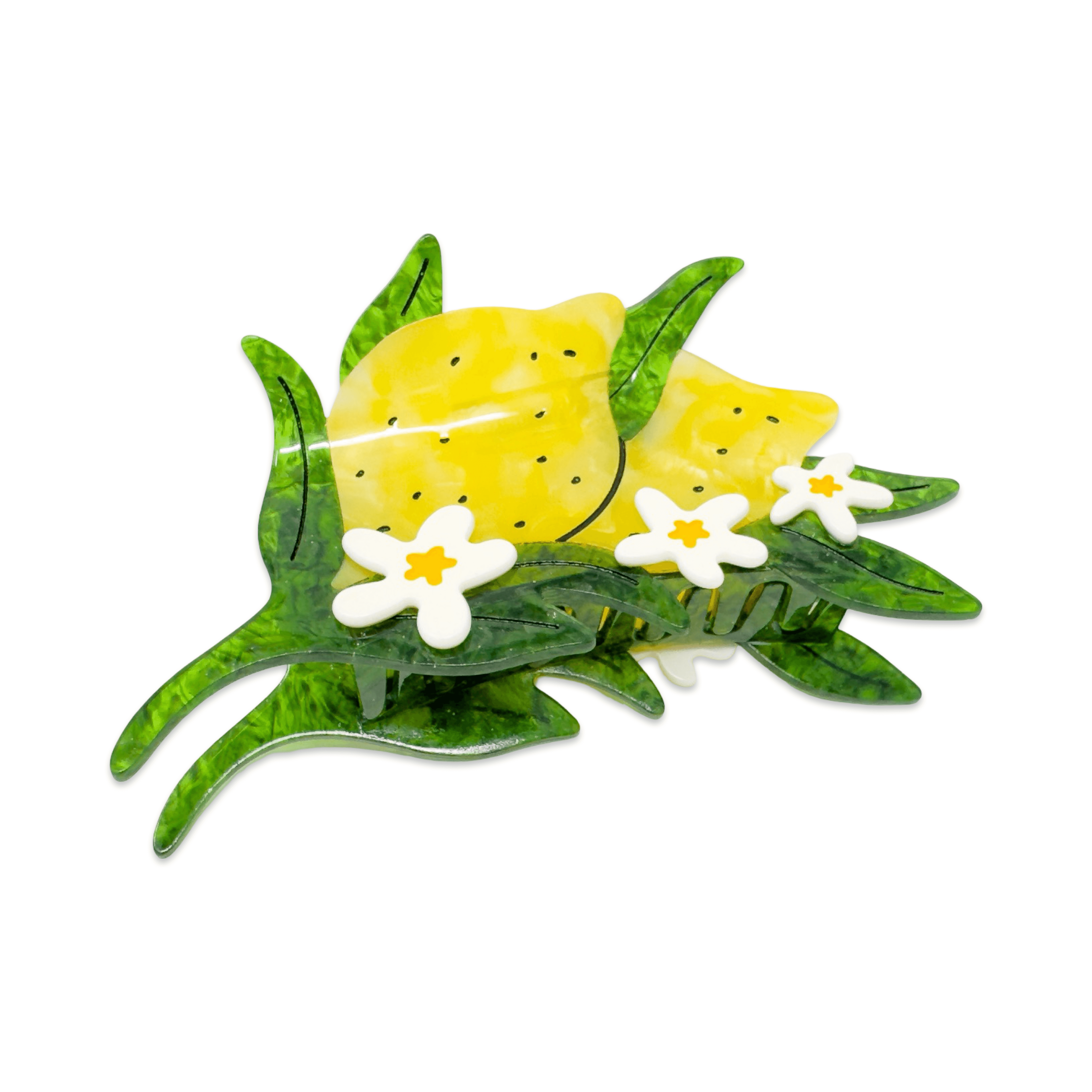 XL Lemon and Flowers Hair Claw Clip | Cute Hair Accessory