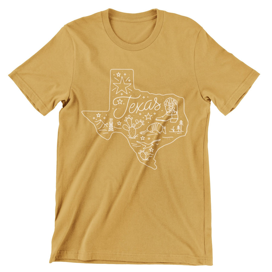 Around Texas T-Shirt - Mustard