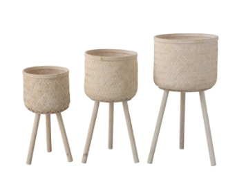 Bamboo Basket with Wood Legs